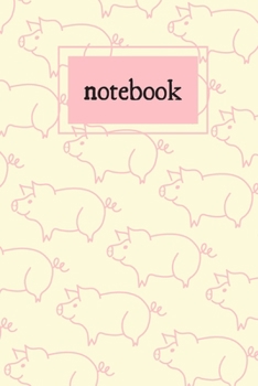 Cream and pink pig print notebook: novelty pig notebook 6x9