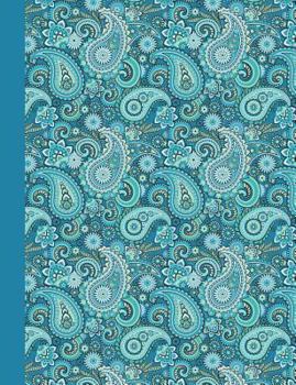 Paperback Composition Notebook: Paisley Teal Blue Green - College Ruled:: Glossy Softcover Book - Home Office, High School Students, Diary Writing Jou Book