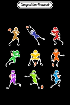 Paperback Composition Notebook: American Football Player Defense Offense Line Drawing Journal/Notebook Blank Lined Ruled 6x9 100 Pages Book