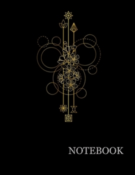 Paperback Brilliant Golden Floral Mandala Black Notebook- Brilliant Golden Mandala Black Notebook Grid Sturdy High Quality Premium White Paper 8.5x11 pages- Not Book