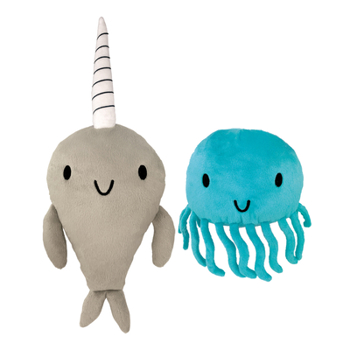 Misc. Narwhal and Jelly Plush Set: 14 and 7 W/Tentacles Book