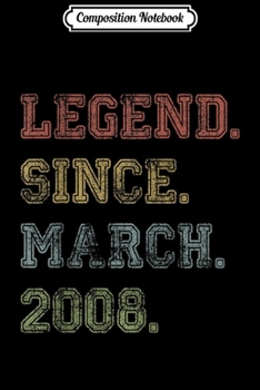 Composition Notebook: Legend Since March 2008 11th Birthday 11 Years Old  Journal/Notebook Blank Lined Ruled 6x9 100 Pages