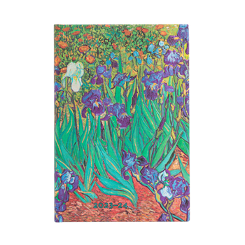 Calendar Paperblanks 2024 Van Gogh's Irises 18-Month Mini Horiztonal Elastic Band Closure 208 Pg 80 GSM Book
