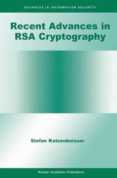Paperback Recent Advances in Rsa Cryptography Book