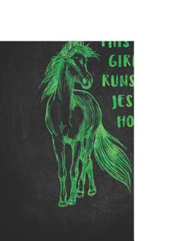 Paperback Horse Riding Girl Gifts: This Girl Runs On Jesus And Horses Green Wide Rule College Notebook 8.5x11 Awesome gift for horseback riding girl boy Book