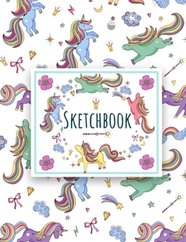 Cute Unicorn Kawaii Sketchbook: 103 blank pages of high quality white paper, 8.5” x 11”cute premium matte cover
