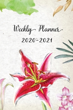 Paperback Weekly Planner 2020-2021: Pink Floral Design Weekly and Monthly Planner - Perfect Gift for Girl Women Friends and Colleagues Book