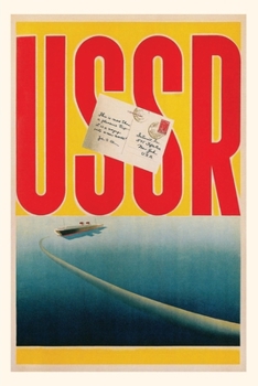 Paperback Vintage Journal USSR Poster with Ship and Letter Book