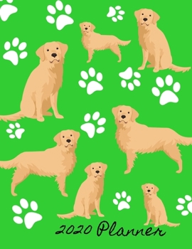 Paperback 2020 Planner: 2020 Monthly Planner Organizer Undated Calendar And ToDo List Tracker Notebook Golden Retriever Dog Green Book
