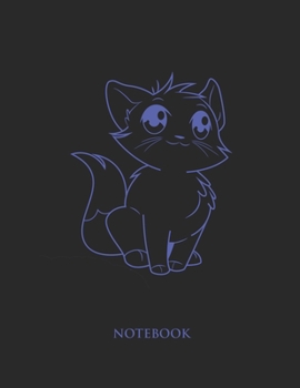 Paperback Cute Cat Notebook: College Wide Ruled Notebook - Large (8.5 x 11 inches) - 110 Numbered Pages - Blue Softcover Book