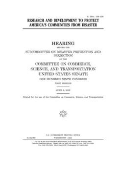 Paperback Research and development to protect America's communities from disaster Book