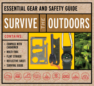 Product Bundle Survive the Outdoors Kit: Essential Gear and Safety Guide - Contains: Compass with Carabiner, Multi-Tool, Flint Striker, Reflective Sheet, Survi Book