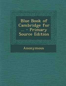 Paperback Blue Book of Cambridge for ... Book