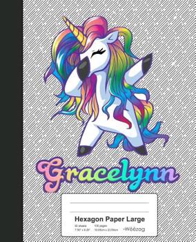 Paperback Hexagon Paper Large: GRACELYNN Unicorn Rainbow Notebook Book