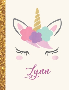 Lynn: Lynn Unicorn Personalized Black Paper SketchBook for Girls and Kids to Drawing and Sketching Doodle Taking Note Marble Size 8.5 x 11