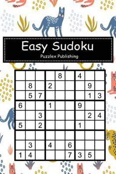 Paperback Easy Sudoku: Sudoku Puzzle Game For Beginers With Cute seamless pattern with colorful Leopards Cover Book