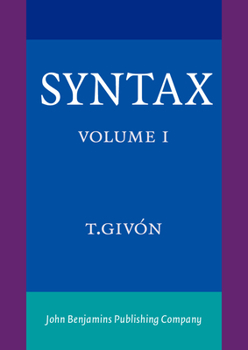Paperback Syntax: An Introduction. Volume I Book