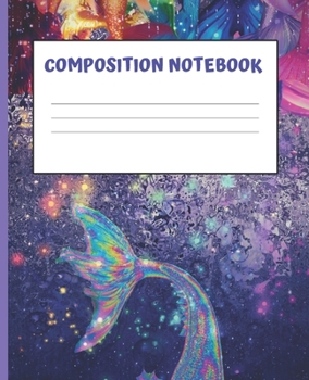 Paperback Composition Book: RAINBOW MERMAID TAIL: Wide Ruled Notebook - School Subject Book Lined Student Journal - Pretty Vibrant Purple Rain Wat Book