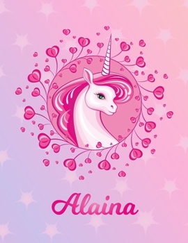 Paperback Alaina: Unicorn Large Blank Primary Handwriting Learn to Write Practice Paper for Girls - Creative Pink Purple Magical Horse P Book