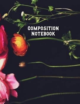 Paperback Composition Notebook: Red & Pink Floral Notebook College Ruled wide Journal Book