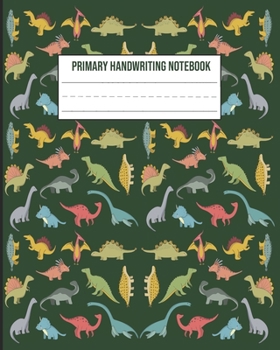 Paperback Primary Handwriting Notebook: Dinosaurs Pattern School Exercise Notebook With Dotted Midline Book