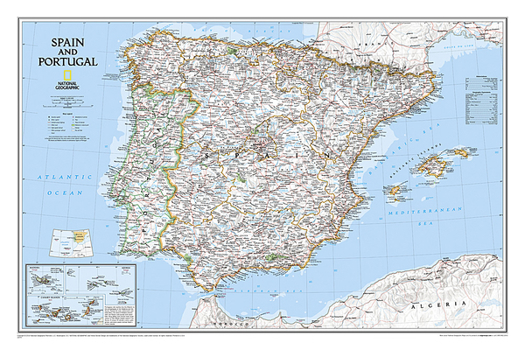 Unbound National Geographic Spain and Portugal Wall Map - Classic - Laminated (33 X 22 In) Book