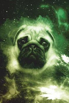 Paperback Pugs Journal (Vol 6): Trippy Space Pug Lined Composition Book/Diary/Notebook For Students, 6 x 9, 130 Pages, Alien Green Book