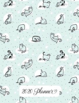 2020 Planner: Yearly Planner - Weekly & Monthly Planner Schedule Agenda with Password Tracker, Budget Tracker, Monthly Snapshot, Priorities, Goals -  8.5" x 11" - Cat Yoga