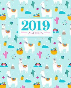 Agenda 2019: 190 x 235 mm : Agenda 2019 semana vista español : 160 g/m²: patrón de sirena morado y verde azulado 7238