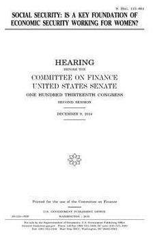 Paperback Social security: is a key foundation of economic security working for women? Book