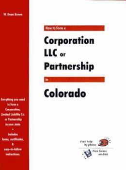 Paperback How to Form a Corporation LLC or Partnership in Colorado Book