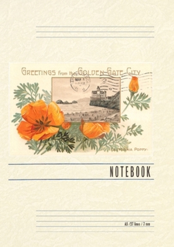 Paperback Vintage Lined Notebook Greetings from Golden Gate City, California Poppy, San Francisco Book