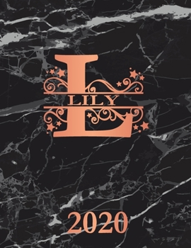 Lily: 2020. Personalized Name Weekly Planner 2020. Monogram Letter L Notebook Planner. Black Marble & Rose Gold Cover. Datebook Calendar Schedule
