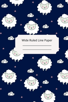 Cute Baby Sheep Theme Wide Ruled Line Paper