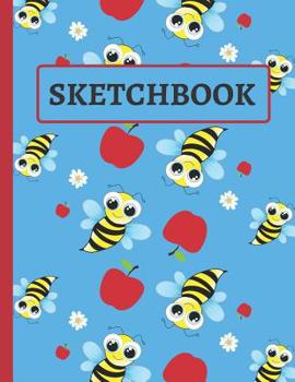 Paperback Sketchbook: Cute Apple and Bees Sketchbook for Kids Book