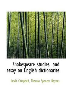 Paperback Shakespeare Studies, and Essay on English Dictionaries Book