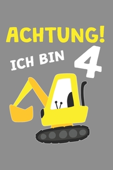 Notizbuch A5 (6X9zoll) Kariert 120 Seiten: Bagger T-Shirt 4. Geburtstag Geschenk Jungen 4 Jahre