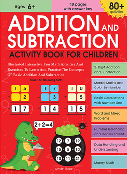 Paperback Addition and Subtraction Activity Book for Children - 80+ Activities Inside Book
