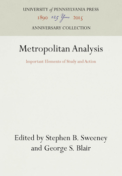 Hardcover Metropolitan Analysis: Important Elements of Study and Action Book