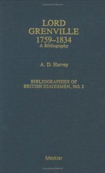 Hardcover Lord Grenville, 1759-1834: A Bibliography Book