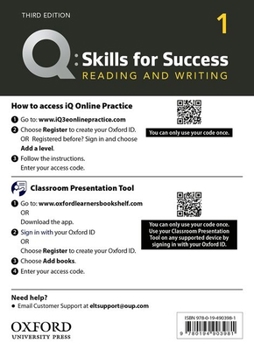 Misc. Q3e 1 Reading and Writing IQ and Classroom Presentation Tool: Teacher Access Code Card Pack Book