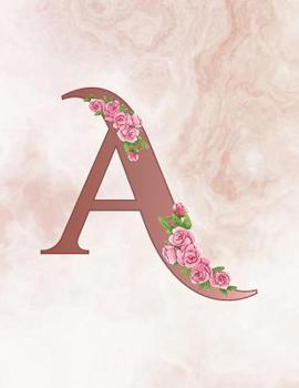 A: Cute Pink Marble Spiral with Floral Rose Gold Initial Monogram Letter A for School Girl, Boy | 0.1 Inch ( 1/10" ) Dot Grid Notebook | 8.5 in x 11 in Extra Large Journal | 60 Sheets / 120 Pages