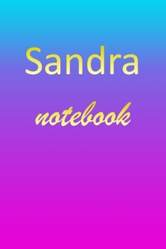 Sandra: Blank Notebook | Wide Ruled Lined Paper Notepad | Writing Pad Practice Journal | Custom Personalized First Name Initial S Blue Purple Gold  | ... Homeschool & University Organizer Daybook