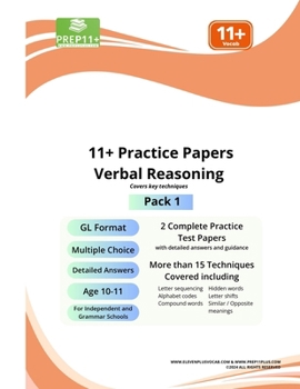 Paperback 11+ GL Practice Papers - Verbal Reasoning (VR) - Pack 1: Printed Edition Book