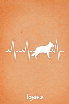 Tagebuch: Oranges liniertes Deutscher Schäferhund Hunde Journal Herzschlag ca DIN A5 weiß liniert 110 Seiten (German Edition)