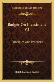 Paperback Badger On Investment V2: Principles And Practices Book