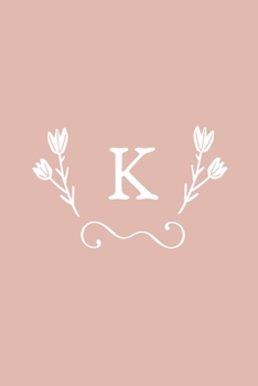 K: Monogram initial medium-lined notebook. Pink and white diary.