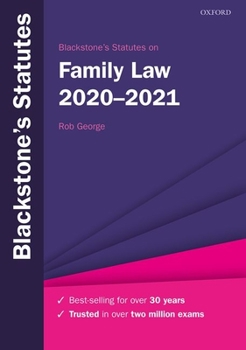 Paperback Blackstone's Statutes on Family Law 2020-2021 Book