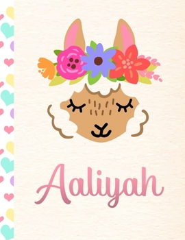 Paperback Aaliyah: Personalized Llama Sketchbook For Girls With Pink Name - 8.5x11 110 Pages. Doodle, Draw, Sketch, Create! Book