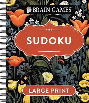 Spiral-bound Brain Games - Large Print Sudoku (Dark Floral Design) Book